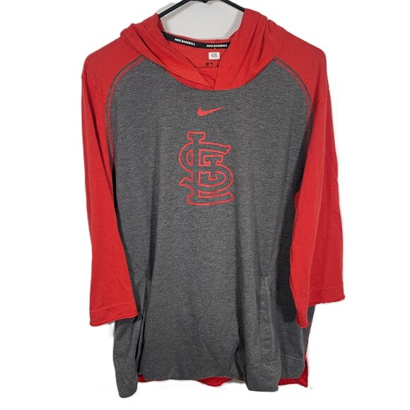 St. Louis Cardinals MLB Nike Dri-Fit Raglan Hoodie Shirt Men’s Large Red Gray - Picture 1 of 6